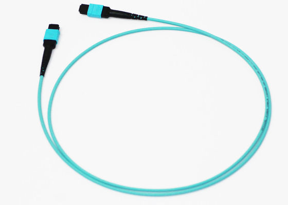 12 MT Fiber Optic MPO MTP Cable / OM4 Patch Cord Polarity A OFNP Plenum Jacket