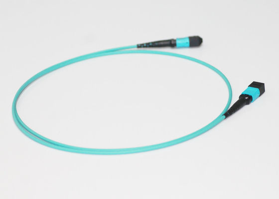 LSZH MTP OM4 Aqua Fiber Optic MPO MTP Cable Multimode 24 Cores